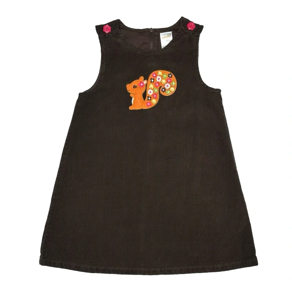 Gymboree Flower Squirrel Corduroy Jumper